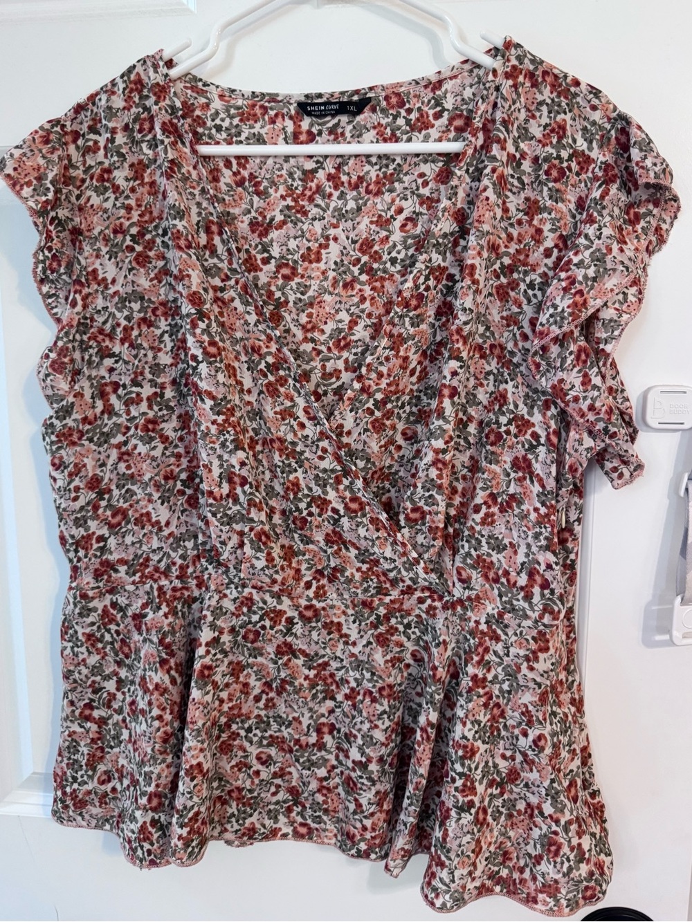 SHEIN Floral Blouse Top Shirt Red Pink Green Women’s 1X